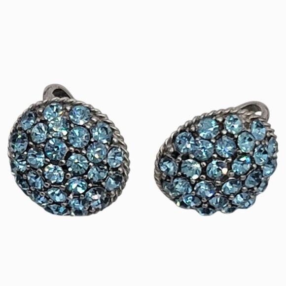 Crown Trifari Vintage Cavalcade Blue Rhinestone Silver Set - Picture 4 of 11